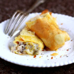 Gratin de crêpes fourrées aux poireaux et aux shiitakés